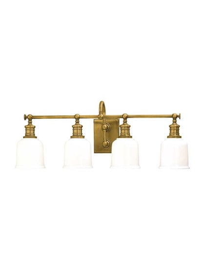 Keswick 4-Light Bath Sconce in Aged Brass.